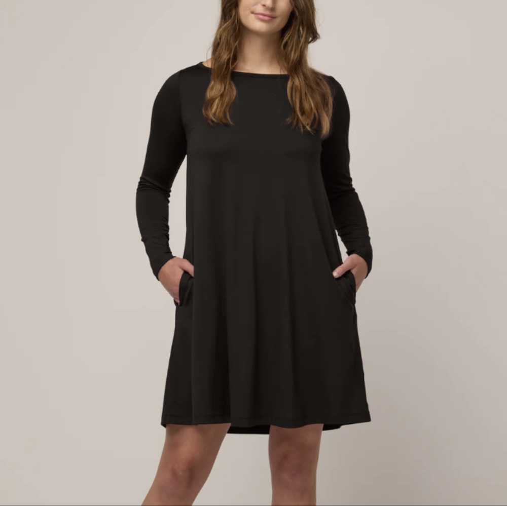 Wool& Rowena Swing Dress, Black, size L, EUC